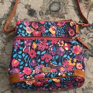 Dooney & Bourke Red and Pink Crossbody Bag with Floral Design